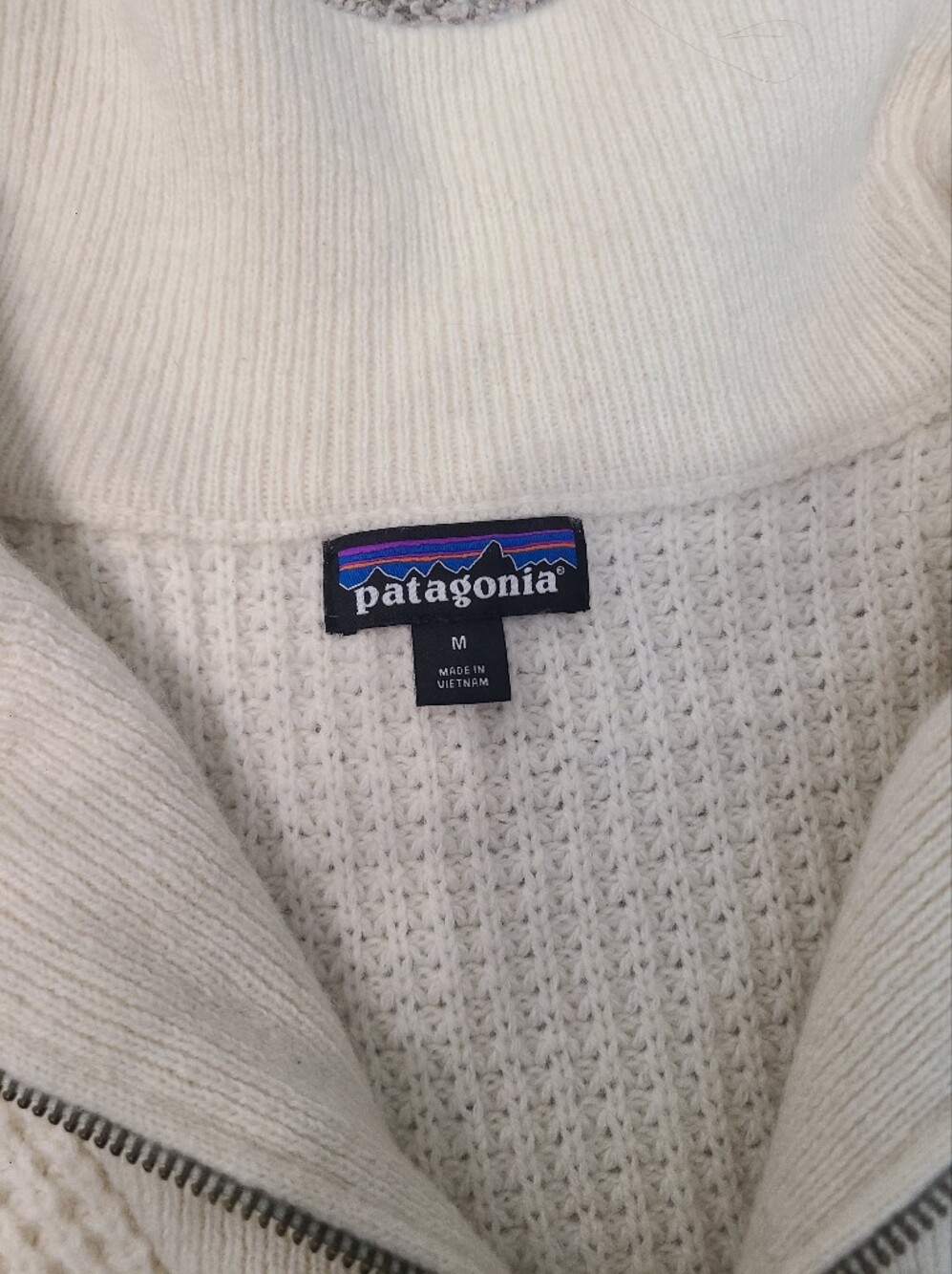 Patagonia Dyno White Recycled Wool-Blend 1/4-Zip Sweater Size M - Picture 4 of 6